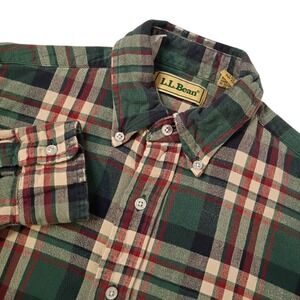 Vintage LL Bean Northwoods Flannel Shirt Mens Small Red Green Plaid Cotton 90s